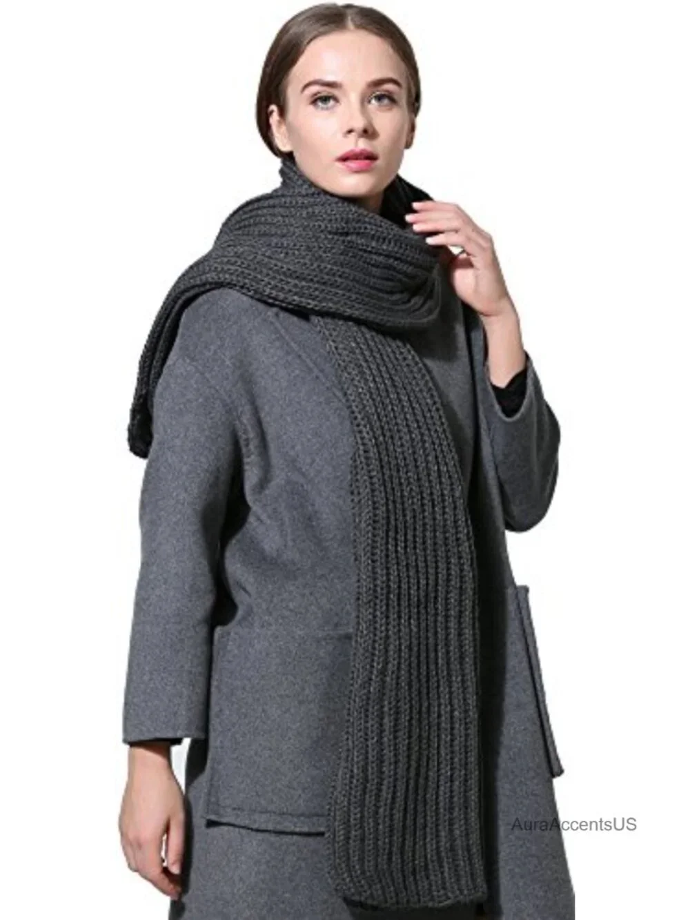 Chunky Cable Knit Acrylic Wrap Scarf Women Men Winter Warm